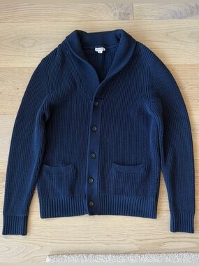Merona Navy Shawl Collar Button-Up Cardigan